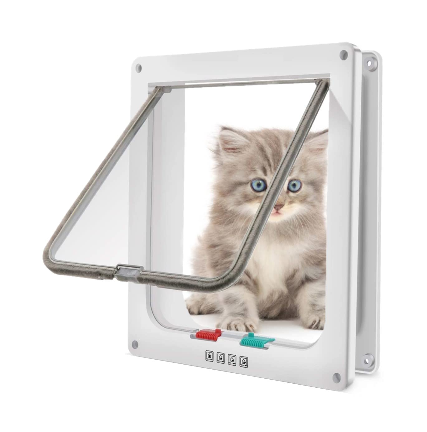猫・小型犬用　キャット／ドッグ ドア CFS-2100　白　ウインドロック ペットドア キャットドア - 猫用フラップドア、室内ドア用猫用